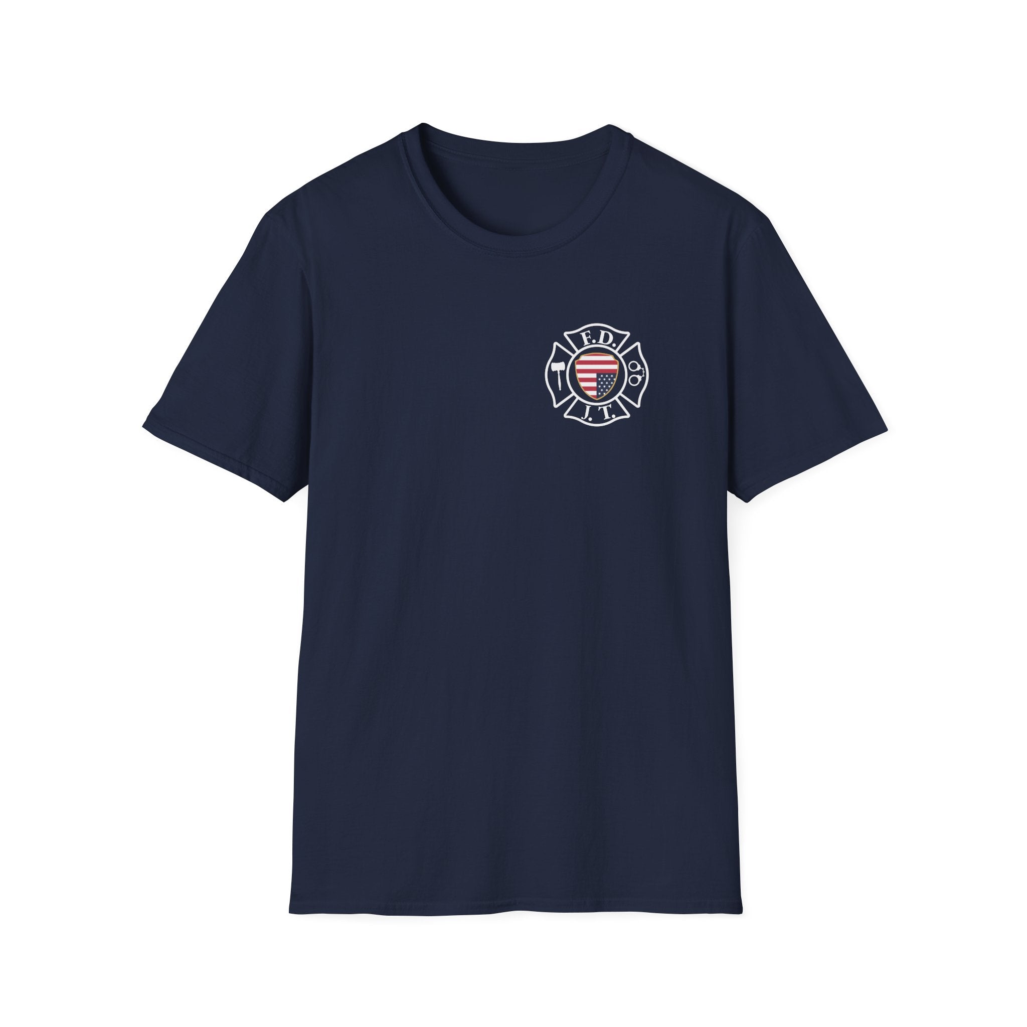 FDJT Justice Crest Firefighter T-Shirt – Small Front Badge & Large Back Print