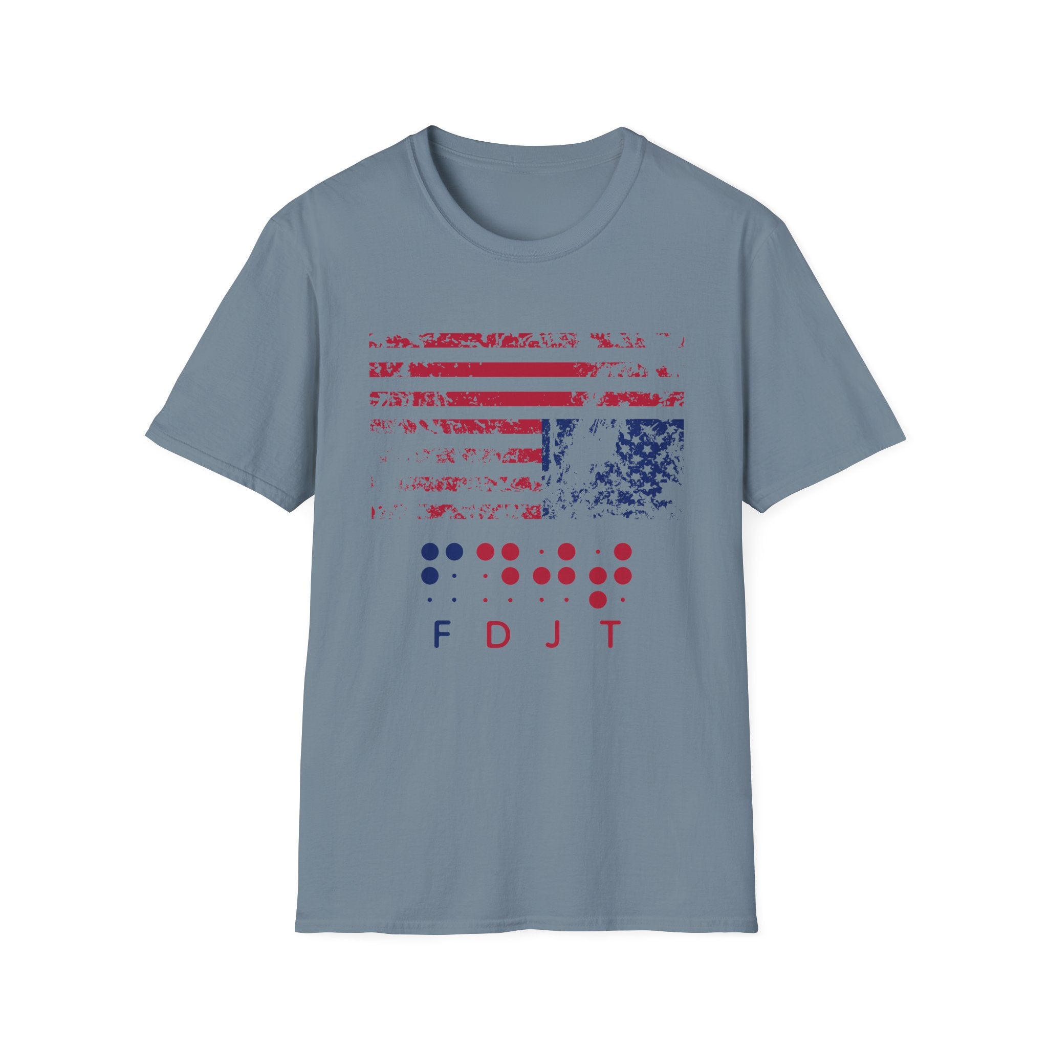 Braille FDJT T-Shirt – Red/Blue Distressed Flag Edition