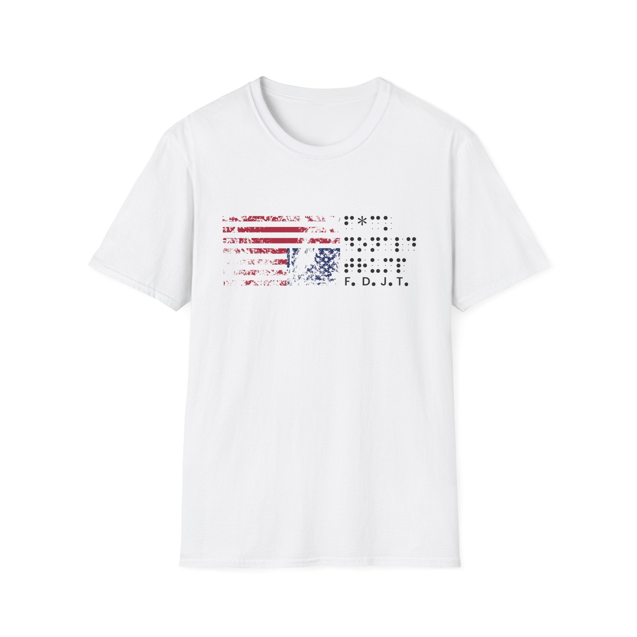 FDJT Braille Flag T-Shirt – Minimalist Anti-Trump Protest Tee