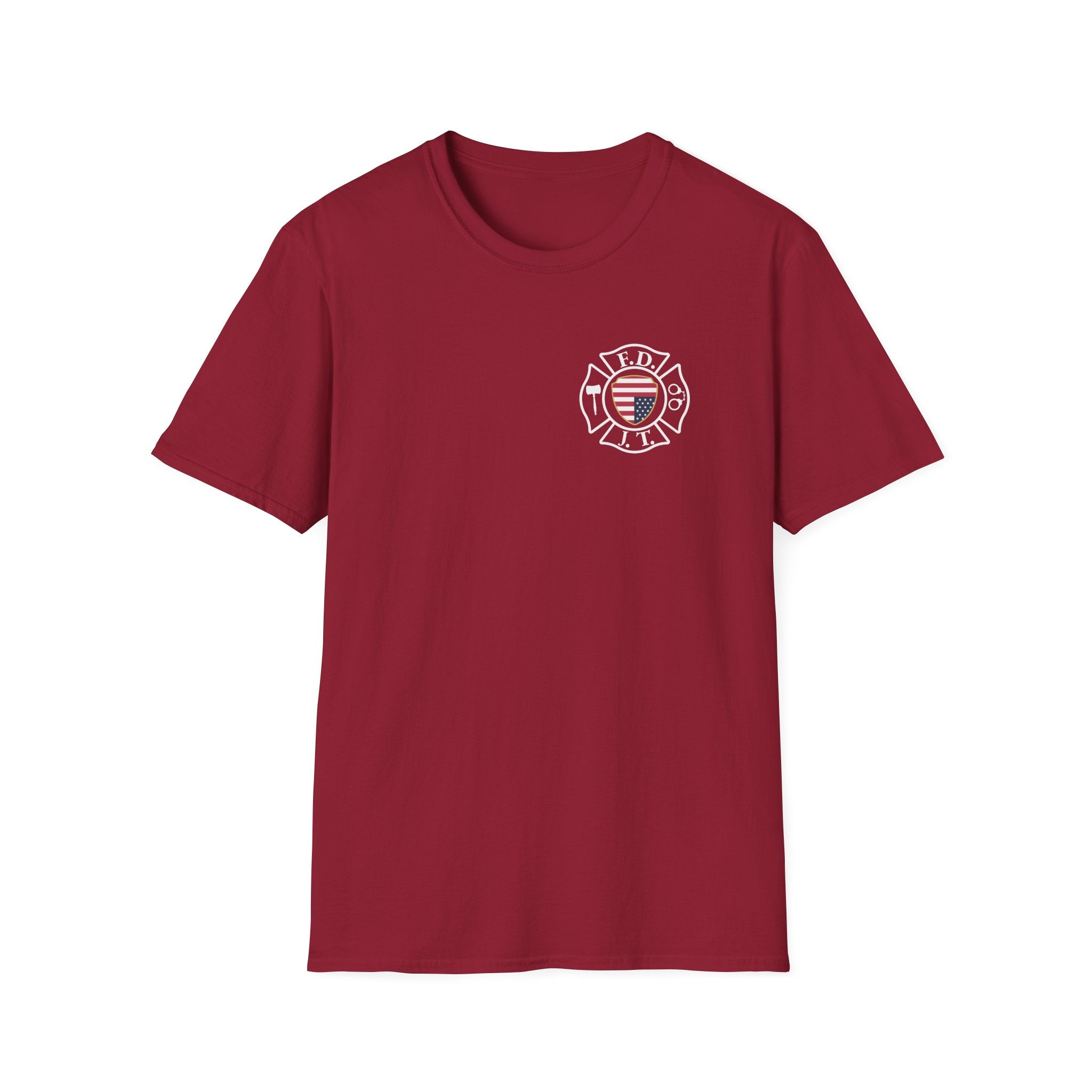 FDJT Justice Crest T-Shirt – Firefighter Parody Emblem for Accountability