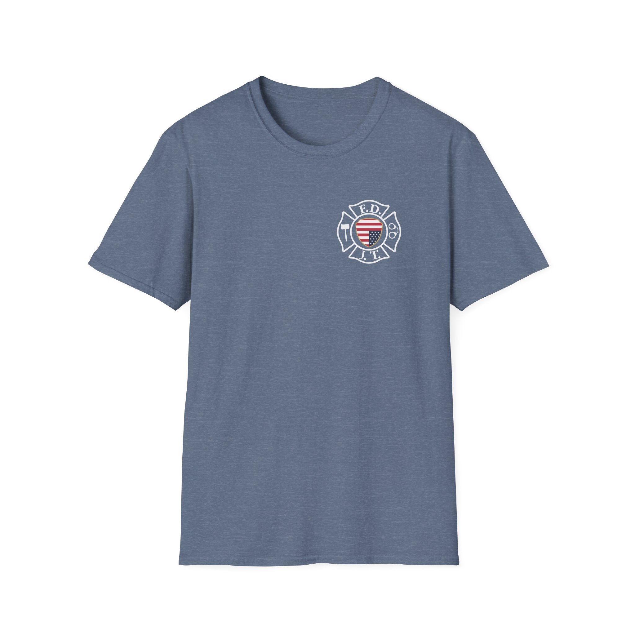 FDJT Justice Crest Firefighter T-Shirt – Small Front Badge & Large Back Print