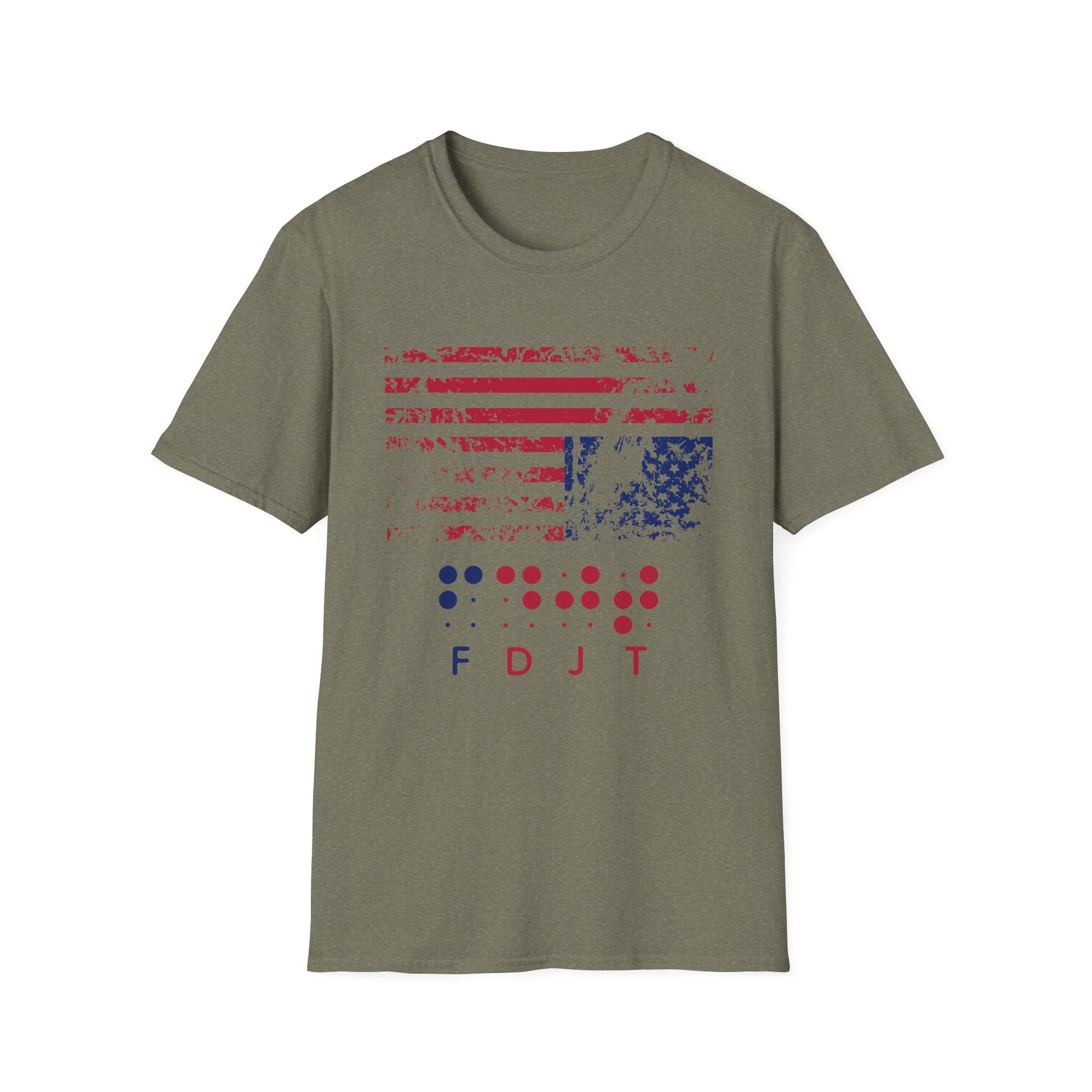Braille FDJT T-Shirt – Red/Blue Distressed Flag Edition