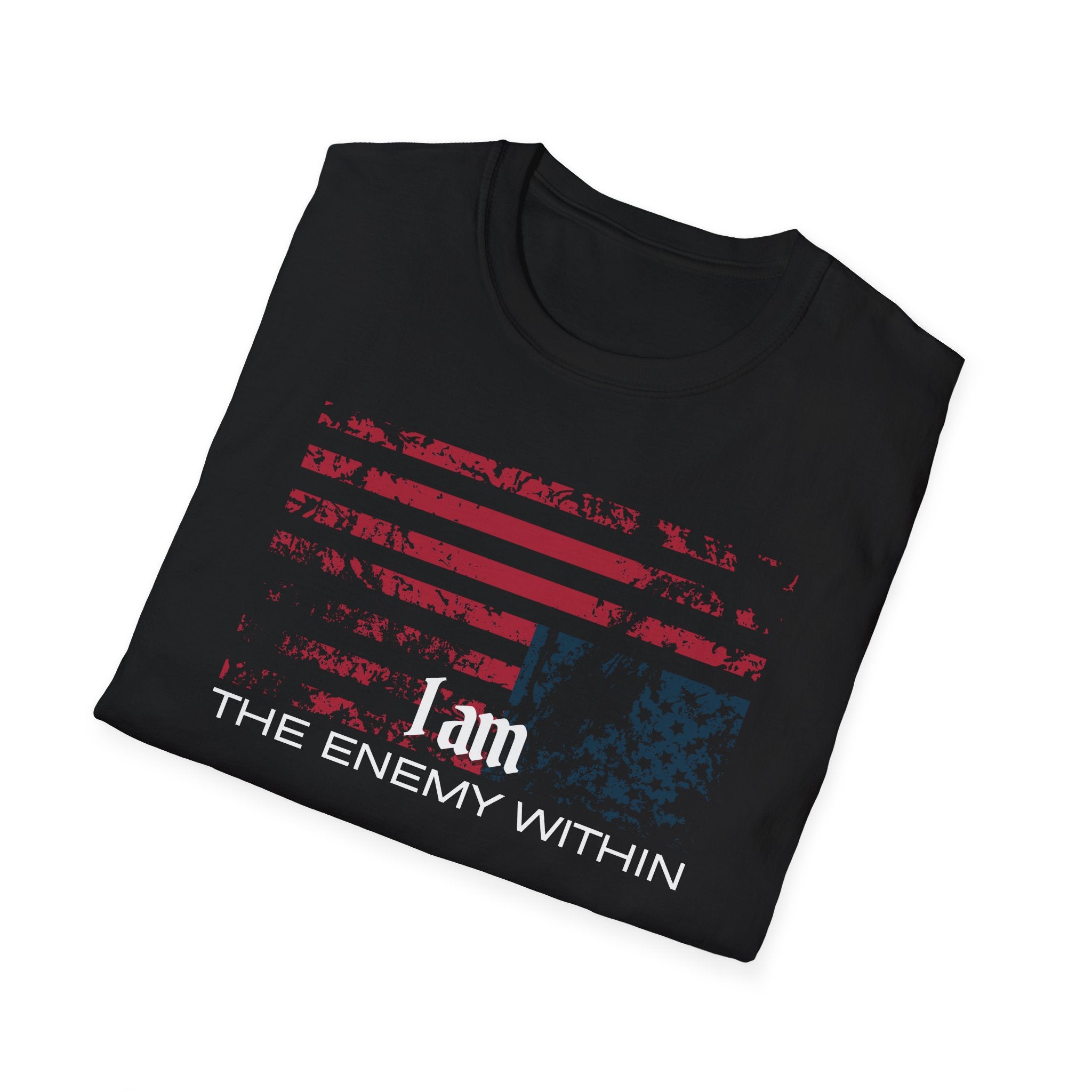 “I Am the Enemy Within” Distressed Flag T-Shirt – Anti-Authoritarian Protest Tee
