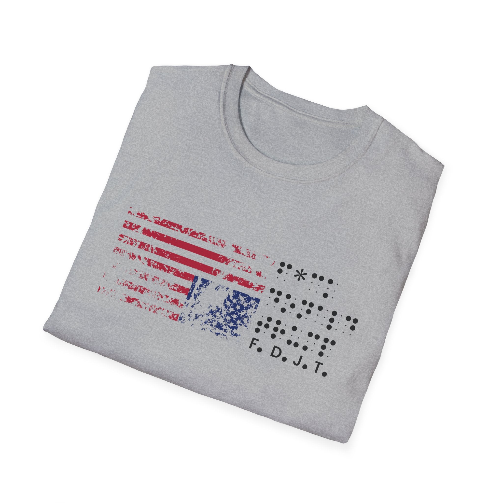 FDJT Braille Flag T-Shirt – Minimalist Anti-Trump Protest Tee