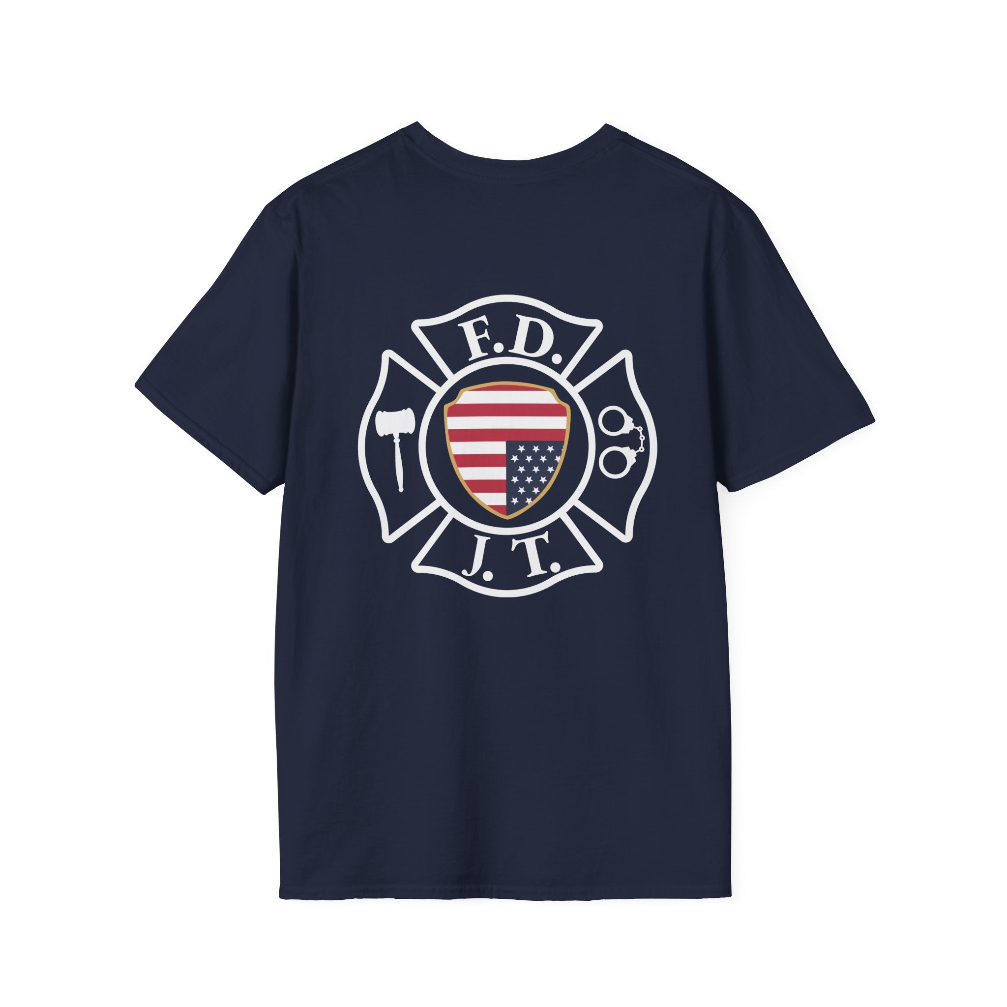 FDJT Justice Crest Firefighter T-Shirt – Small Front Badge & Large Back Print