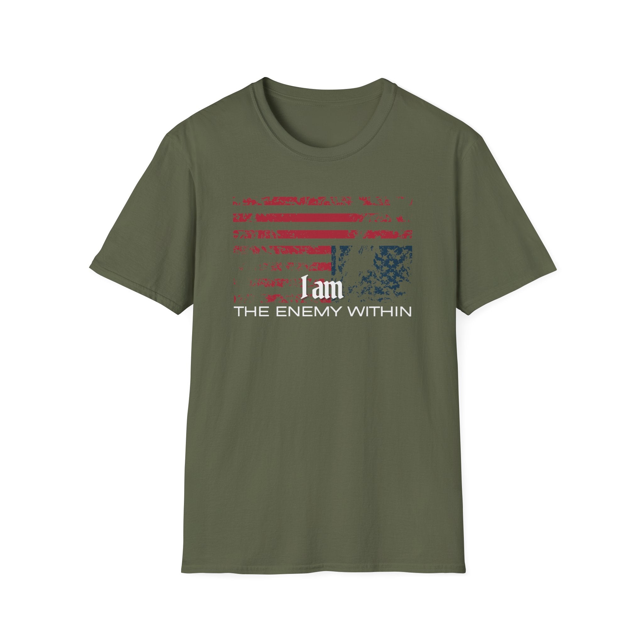 “I Am the Enemy Within” Distressed Flag T-Shirt – Anti-Authoritarian Protest Tee